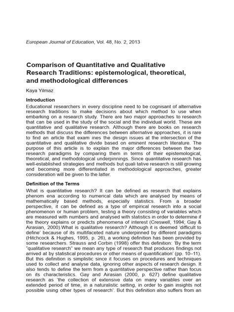 A Review of Quantitative and Qualitative Research Traditions for .